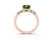 Fancy Green Princess Cut Diamond Five-Stone Prong Set Engagement Ring Set in Rose gold with Channel Band