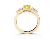 Fancy Yellow Cushion Cut Diamond Solitaire Ring Set in Yellow gold with Cluster Accents on Each Side