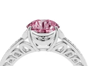 Round Floral Pavé Engagement Ring Setting for a Fancy Pink Lab-Grown Diamond | Sterling Silver