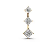 Princess Cut Lab-Grown Diamond Three-Stone Pendant Necklace | Set on Point | Yellow Gold