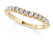 Round Lab-Grown Diamond Arched Curved Pavé Wedding Band | Shared Prongs | Yellow Gold