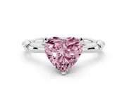 Heart-Shaped Bamboo Engagement Ring Setting for a Fancy Pink Lab-Grown Diamond | Sterling Silver