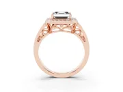 Asscher Cut Halo Engagement Ring Setting for a Black Center | Channel-Set Split Shank | Rose Gold