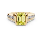 Emerald Cut Half Bezel Engagement Ring Setting for a Fancy Yellow Lab-Grown Diamond | Yellow Gold