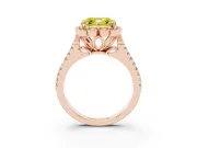 Asscher Cut Floral Halo Engagement Ring Setting for a Fancy Yellow Lab-Grown Diamond | Pavé Split Shank | Rose Gold