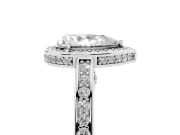 Pear Cut Diamond Halo Pavé Split Shank Ring Set in Platinum with Prong Setting