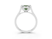 Emerald Cut Claw Corner Halo Engagement Ring Setting for a Fancy Green Lab-Grown Diamond | Plain Band | Sterling Silver