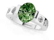 Oval Tension Style Engagement Ring Setting for a Fancy Green Lab-Grown Diamond | Sterling Silver