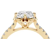 Cushion Cut Floral Petal Engagement Ring Setting | Petal Accents | Yellow Gold
