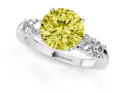 Round Five Stone Engagement Ring Setting for a Fancy Yellow Lab-Grown Diamond | Platinum