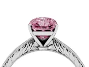 Radiant Cut Engraved Solitaire Engagement Ring Setting for a Fancy Pink Lab-Grown Diamond | Platinum