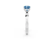 Fancy Blue Cushion Cut Diamond Solitaire Engagement Ring Set in Platinum with Flat Band and Prong Setting