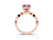 Fancy Pink Asscher Cut Diamond Solitaire Engagement Ring Set in Rose gold with Milgrain Bezel Accent Band