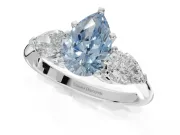 Pear-Shaped 3-Stone Engagement Ring Setting for a Fancy Blue Lab-Grown Diamond | Sterling Silver