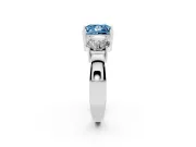 Princess Cut Three Stone Engagement Ring Setting for a Fancy Blue Lab-Grown Diamond | Wide Plain Band | Platinum