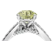 Round Pavé Solitaire Engagement Ring Setting for a Fancy Yellow Lab-Grown Diamond | Crossover Gallery | Sterling Silver