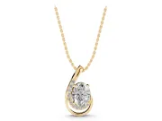Oval Lab-Grown Diamond Open Swirl Pendant Necklace | Graduated Accents | Yellow Gold