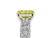 Emerald Cut Multi Row Pave Engagement Ring Setting for a Fancy Yellow Lab-Grown Diamond | Platinum