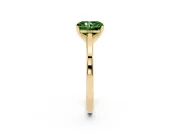 Fancy Green Radiant Cut Diamond Solitaire Ring Set in Yellow gold with Prong Setting and Classic Band