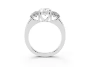 Oval Three Stone Engagement Ring Setting | Matching Side Stones | White Gold
