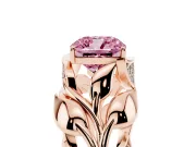 Cushion Cut Leaf Bypass Engagement Ring Setting for a Fancy Pink Lab-Grown Diamond | Rose Gold
