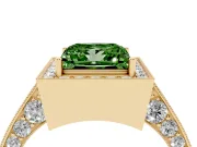 Princess Cut Milgrain Halo Engagement Ring Setting for a Fancy Green Lab-Grown Diamond | Side Stones | Yellow Gold