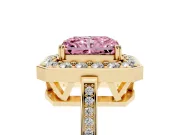 Radiant Cut Halo Engagement Ring Setting for a Fancy Pink Lab-Grown Diamond | Polished Halo Rim | Yellow Gold