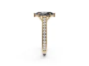 Marquise Vintage Pavé Engagement Ring Setting for a Black Center | Yellow Gold