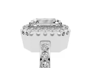 Emerald Cut Vintage Milgrain Halo Engagement Ring Setting | Pierced Gallery | White Gold