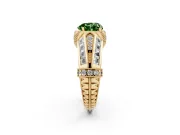 Fancy Green Heart Cut Diamond Vintage-Inspired Milgrain Ring Set in Yellow gold with Accent Split Shank