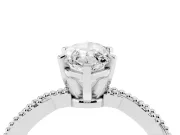 Marquise Cut Diamond Solitaire Ring Set in Silver with Twisted Band and Bead Prong Setting
