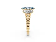 Marquise Three Stone Engagement Ring Setting for a Fancy Blue Lab-Grown Diamond | Braided Band | Yellow Gold