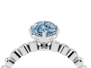 Marquise Beaded Engagement Ring Setting for a Fancy Blue Lab-Grown Diamond | Sterling Silver