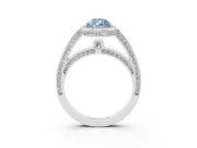 Fancy Blue Pear Cut Diamond Halo Pavé Split Shank Ring Set in Platinum with Prong Setting