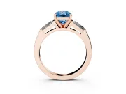 Radiant Cut Three Stone Engagement Ring Setting for a Fancy Blue Lab-Grown Diamond | Tapered Baguettes | Rose Gold