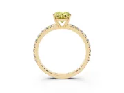 Oval Pave Solitaire Engagement Ring Setting for a Fancy Yellow Lab-Grown Diamond | Shared Prong Band | Yellow Gold