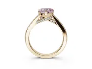 Heart-Shaped Pavé Solitaire Engagement Ring Setting for a Fancy Pink Lab-Grown Diamond | Crossover Gallery | Yellow Gold