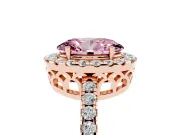 Fancy Pink Oval Cut Diamond Pavé Band Halo Engagement Ring Set in Rose gold with Prong Setting