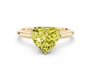 Heart-Shaped Hidden Halo Engagement Ring Setting for a Fancy Yellow Lab-Grown Diamond | Plain Band | Yellow Gold