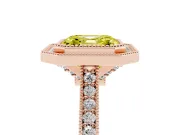 Asscher Cut Vintage Milgrain Halo Engagement Ring Setting for a Fancy Yellow Lab-Grown Diamond | Bezel Head | Rose Gold