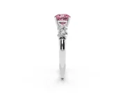 Cushion Cut Five Stone Engagement Ring Setting for a Fancy Pink Lab-Grown Diamond | Plain Band | Sterling Silver