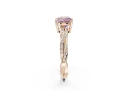 Cushion Cut Twisted Pavé Solitaire Engagement Ring Setting for a Fancy Pink Lab-Grown Diamond | Open Basket | Rose Gold