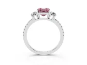 Asscher Cut Three Stone Engagement Ring Setting for a Fancy Pink Lab-Grown Diamond | Pave Shoulders | Platinum