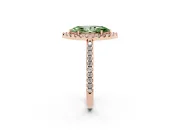 Marquise Pave Halo Engagement Ring Setting for a Fancy Green Lab-Grown Diamond | Pave Band | Rose Gold