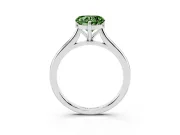 Fancy Green Heart Cut Diamond Solitaire Ring Set in Silver with Cathedral Band and Prong Setting