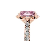 Princess Cut Floral Petal Engagement Ring Setting for a Fancy Pink Lab-Grown Diamond | Petal Accents | Rose Gold