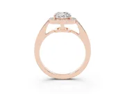 Cushion Cut Diamond Halo Pavé Engagement Ring Set in Rose gold with Bezel Setting