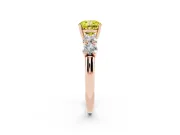 Cushion Cut Five Stone Engagement Ring Setting for a Fancy Yellow Lab-Grown Diamond | Prong Set Side Stones | Rose Gold