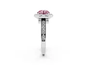 Round Rimmed Halo Engagement Ring Setting for a Fancy Pink Lab-Grown Diamond | Platinum