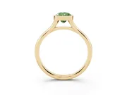 Fancy Green Bezel Set Pear Cut Diamond Solitaire Ring Set in Yellow gold with Tapered Band